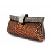 Evening Bag - Metallic Snake Skin-Like w/ Swarovski Accent Closure Knob - BG-HP03999BZ